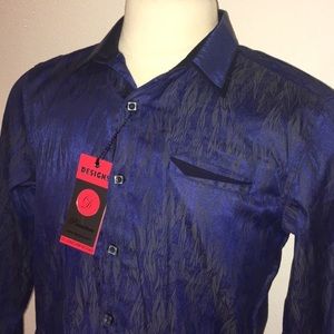 Fit Gatsby BlueBlack Dreamy Disco Dance Dress Shirt